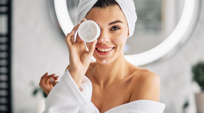 young woman doing her morning routine